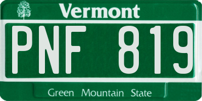 VT license plate PNF819