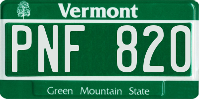 VT license plate PNF820