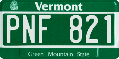 VT license plate PNF821