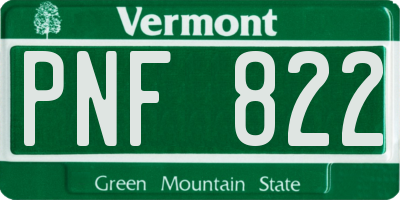 VT license plate PNF822