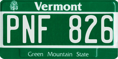 VT license plate PNF826