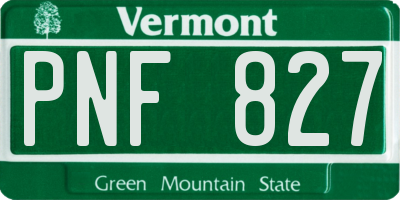 VT license plate PNF827