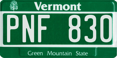 VT license plate PNF830
