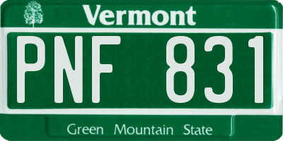 VT license plate PNF831