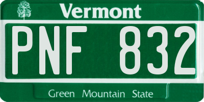 VT license plate PNF832