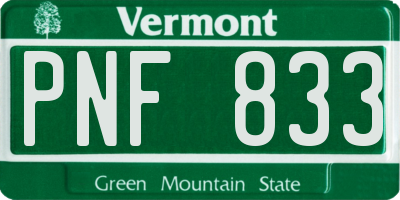 VT license plate PNF833