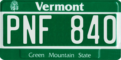 VT license plate PNF840