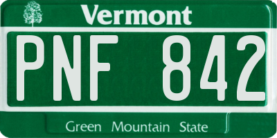 VT license plate PNF842