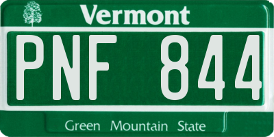 VT license plate PNF844