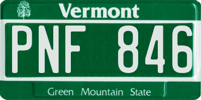 VT license plate PNF846