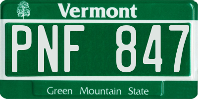 VT license plate PNF847