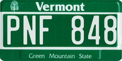 VT license plate PNF848