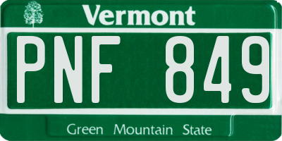 VT license plate PNF849
