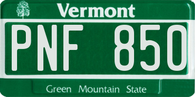 VT license plate PNF850