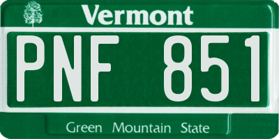 VT license plate PNF851