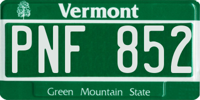 VT license plate PNF852