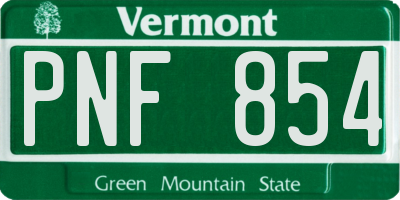 VT license plate PNF854