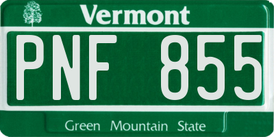VT license plate PNF855