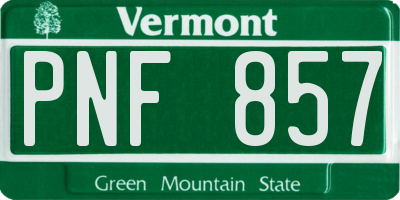 VT license plate PNF857
