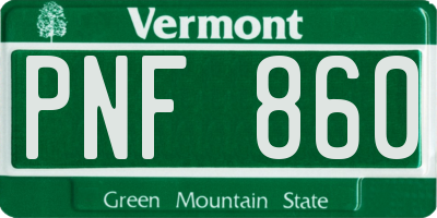 VT license plate PNF860