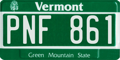 VT license plate PNF861