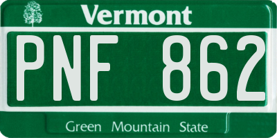 VT license plate PNF862