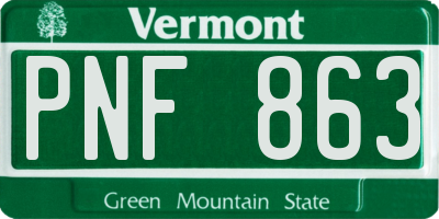 VT license plate PNF863