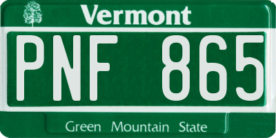 VT license plate PNF865