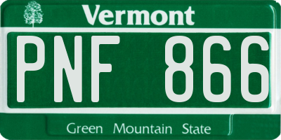 VT license plate PNF866