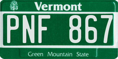 VT license plate PNF867