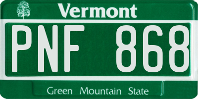 VT license plate PNF868