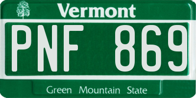 VT license plate PNF869