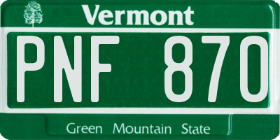 VT license plate PNF870
