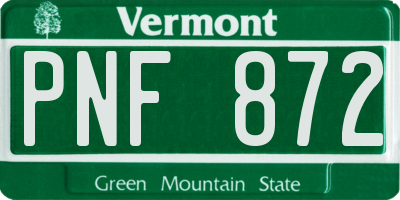 VT license plate PNF872