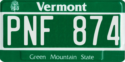 VT license plate PNF874