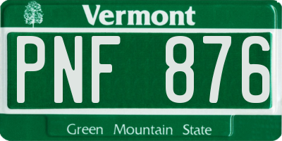 VT license plate PNF876