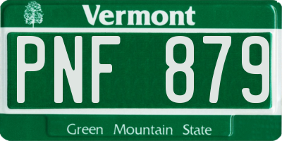 VT license plate PNF879