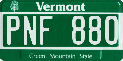 VT license plate PNF880
