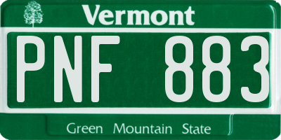VT license plate PNF883