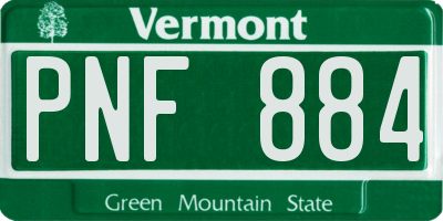 VT license plate PNF884