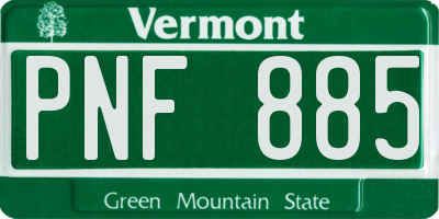VT license plate PNF885