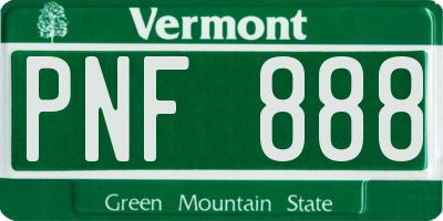 VT license plate PNF888
