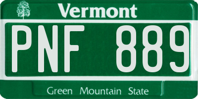 VT license plate PNF889