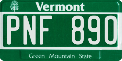 VT license plate PNF890