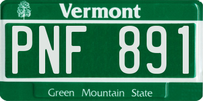 VT license plate PNF891
