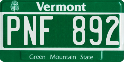 VT license plate PNF892