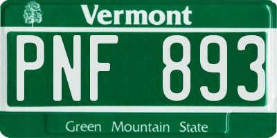 VT license plate PNF893