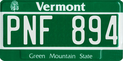 VT license plate PNF894