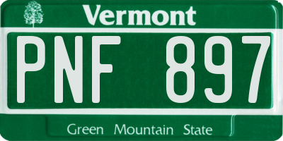 VT license plate PNF897