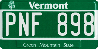 VT license plate PNF898